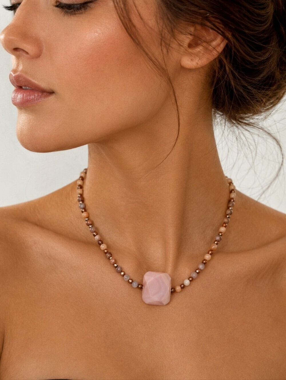 HANDMADE Botswana Agate Beaded Collar Necklace